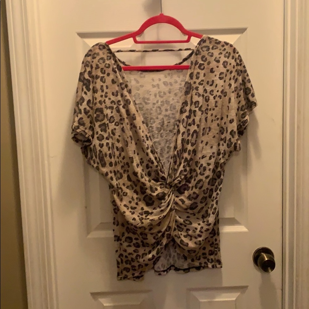 Twist back animal print top, large
